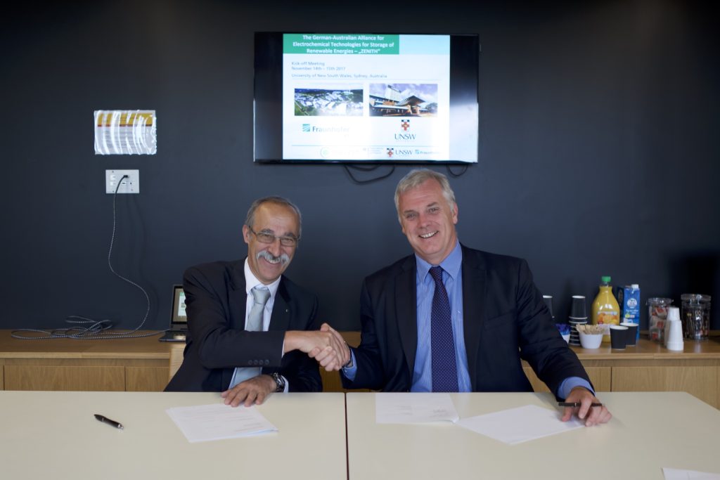 UNSW Sydney and Fraunhofer Gesellschaft sign MOU for “Storage of renewable energy”
