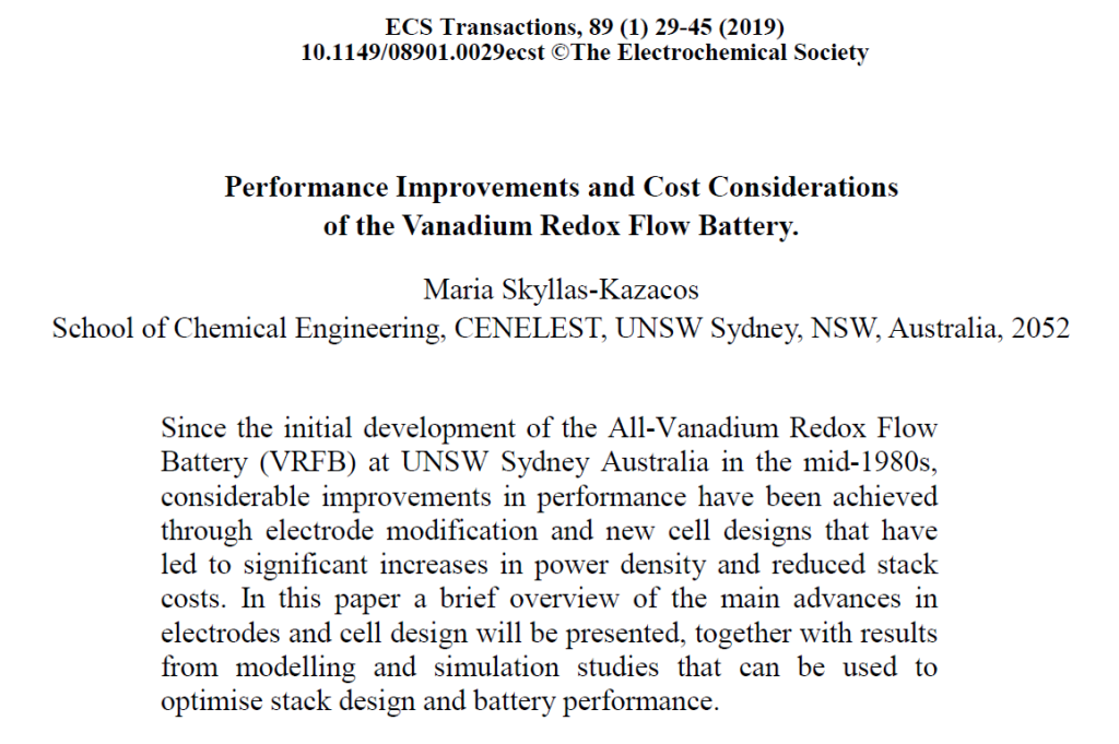 Performance Improvements and Cost Considerations of the Vanadium Redox Flow Battery